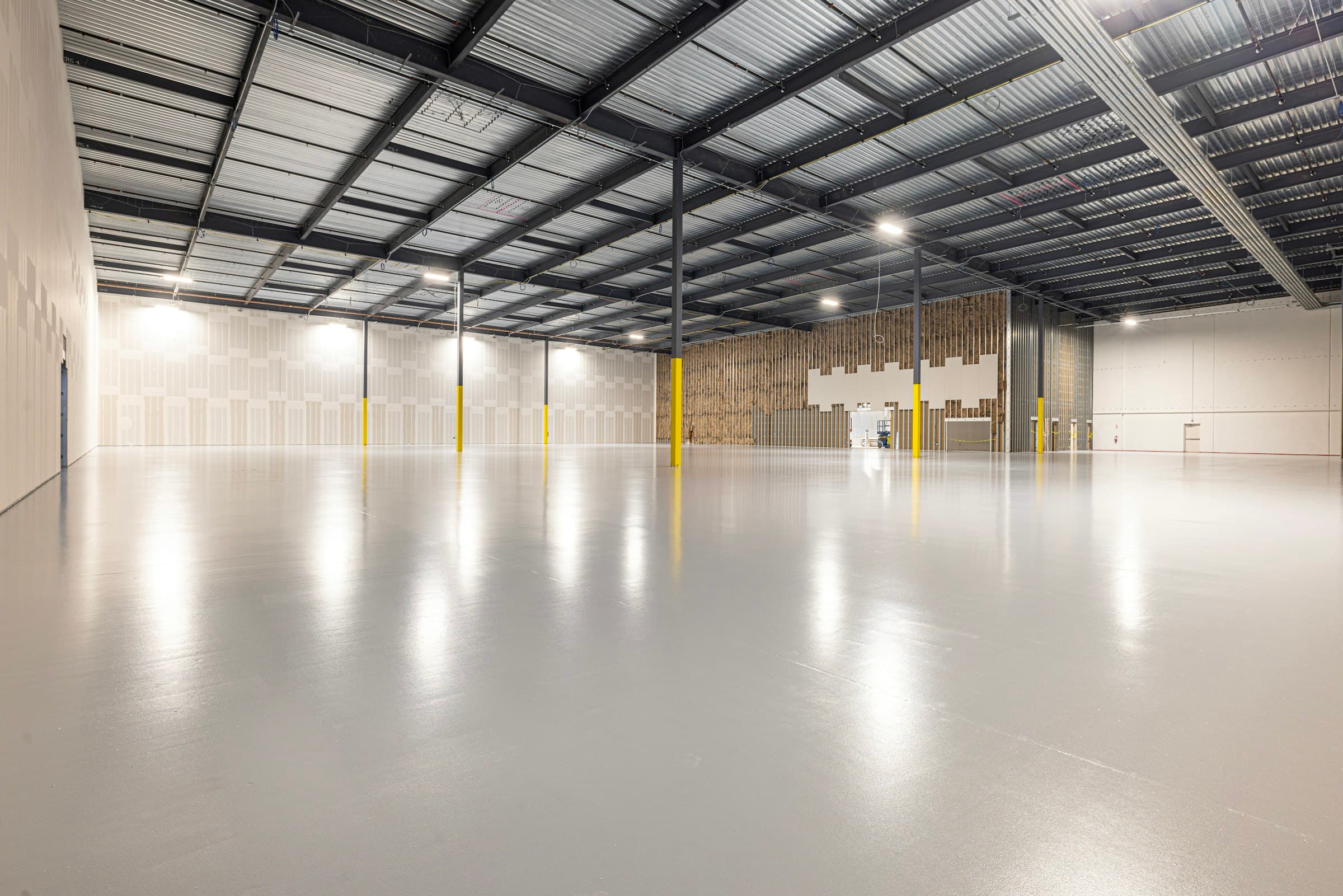 Empty, newly finished warehouse interior